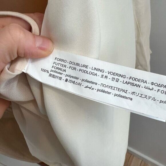 Zara Women’s XS Off White Draped Satin Wrap Blazer Dress Belted Long Sleeve Midi - Picture 14 of 15